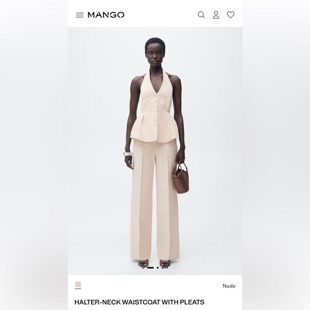 NWT Mango Cream Wide Leg Pants and Halter peplum SET - XL